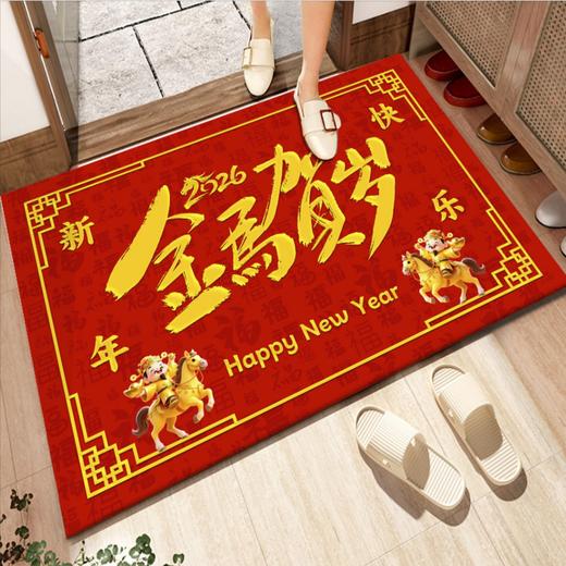 【好运加马❗️马年限定纳福地毯】2026地垫入户门垫红色喜庆水晶绒地垫可水洗脚垫耐脏入户地毯 商品图13