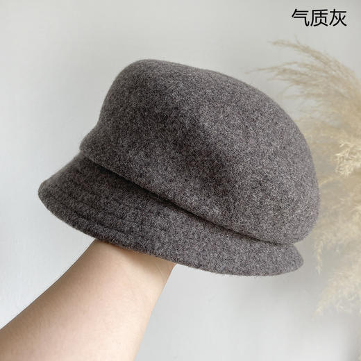 日系羊毛呢短檐贝雷帽，优雅盆帽时尚礼帽冬季保暖画家帽复古潮LJX-XY042 商品图2