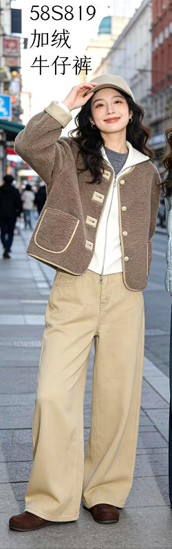 58S819加绒阔腿牛仔裤 商品图2