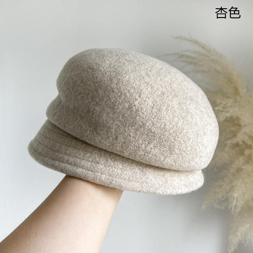 日系羊毛呢短檐贝雷帽，优雅盆帽时尚礼帽冬季保暖画家帽复古潮LJX-XY042 商品图0