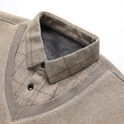 秋冬装中老年男打底衫爸爸保暖针织衫中年男长袖t恤加绒加厚毛衣 商品图4