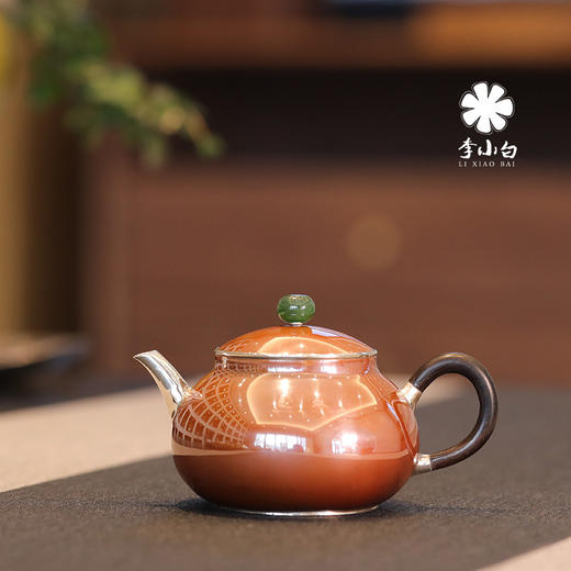 李小白银壶 纯银9999泡茶银壶 纯银泡茶壶 泡茶银壶 日月卿-月 铜包银 商品图0