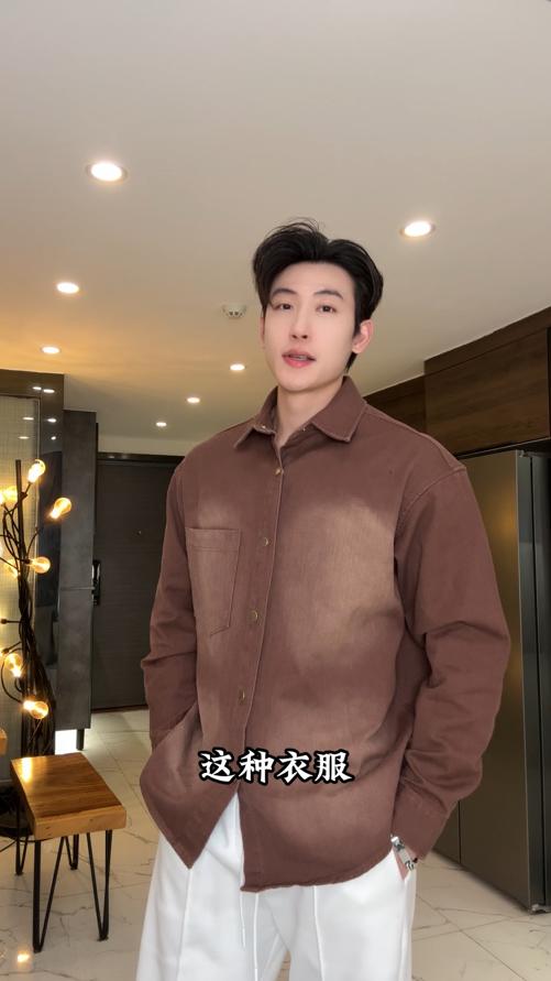 6028SDSA男士秋冬新款痞帅男装美式复古磨白翻领休闲长袖衬衫百搭宽松 商品图0