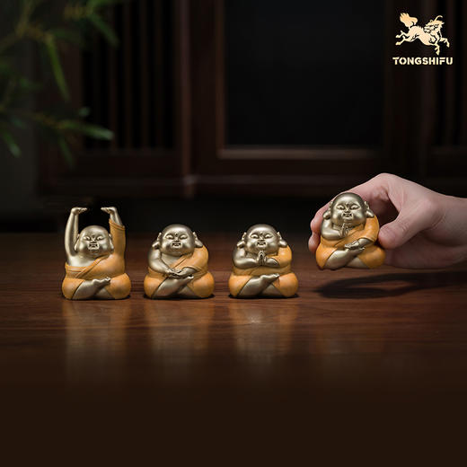 铜师傅《萌罗汉》客厅工位佛像铜摆件 家居装饰工艺品 商品图6