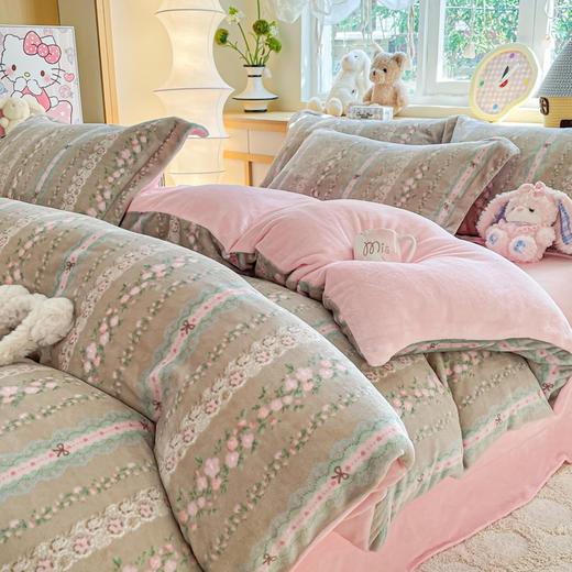 【YW】无忧购“清仓福利”床上套件秋冬新款床单被套双面牛奶绒田园风家用四件套（截单后3-5天发货) 商品图6