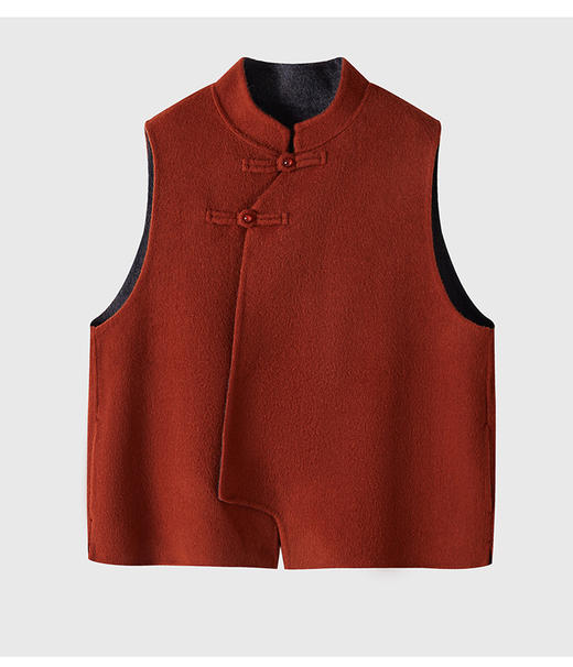 新中国风双面呢立领盘扣羊毛马甲 商品图0