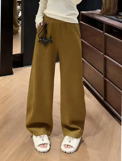 原单重磅福利款巨好看中高腰显瘦加绒休闲阔腿弯刀裤 商品图3