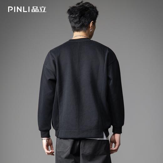 PINLI品立2026春季新款男士宽松落肩圆领纯色套头卫衣上衣潮牌男B262109002 商品图3