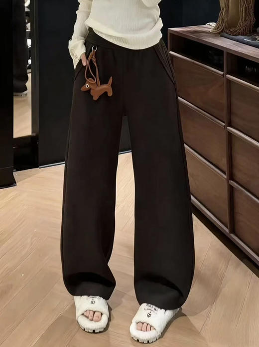 原单重磅福利款巨好看中高腰显瘦加绒休闲阔腿弯刀裤 商品图2