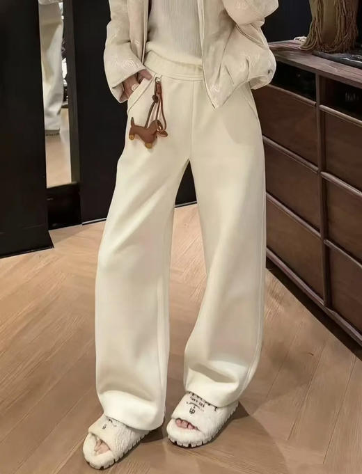 原单重磅福利款巨好看中高腰显瘦加绒休闲阔腿弯刀裤 商品图0