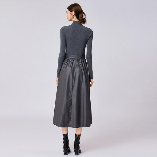 「自」全新升级【铂金会员468/天猫629/差价161】(03159)洛诗琳气质通勤系带收腰连衣裙2026新款半高领拼接连衣裙女 商品图3