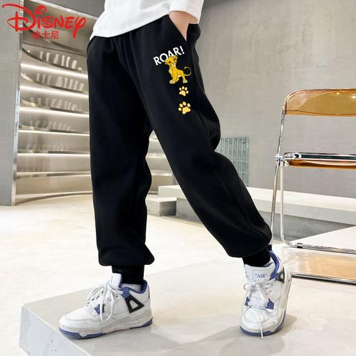 迪士尼男童加绒裤子秋冬款洋气宽松儿童运动裤男孩加厚冬季衣服潮 商品图0