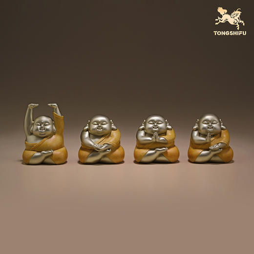 铜师傅《萌罗汉》客厅工位佛像铜摆件 家居装饰工艺品 商品图0