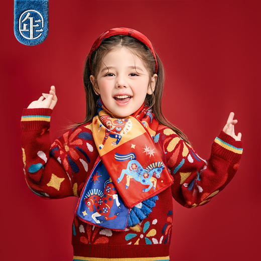 【喜乐戏马围巾】年衣童装秋冬新款围巾男女儿童宝宝保暖围脖原创 商品图3