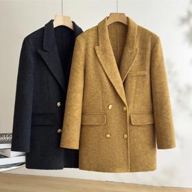 「自」全新升级【铂金会员477/天猫649/差价172】(12320)洛诗琳高级感中长羊毛外套2025秋冬新款宽松双面毛呢外套女