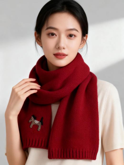 品牌订单小马刺WOOL100%羊毛红色围巾男女同款 商品图4