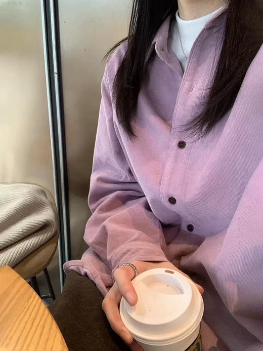 芋泥紫灯芯绒衬衫 商品图2