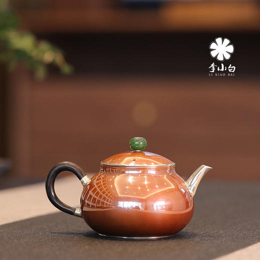 李小白银壶 纯银9999泡茶银壶 纯银泡茶壶 泡茶银壶 日月卿-月 铜包银 商品图3