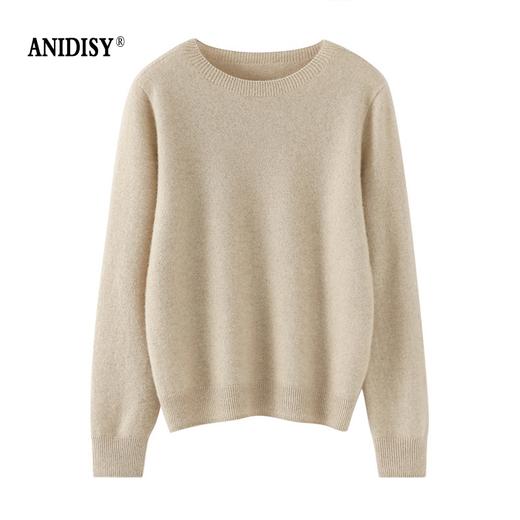 100%纯山羊绒圆领长袖一线成衣针织毛衣 商品图1