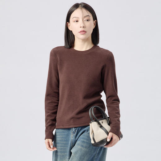 「自」全新升级【铂金会员146/天猫199/差价53】(11203)洛诗琳圆领德绒打底衫2025秋冬a类羊毛蚕丝软糯保暖上衣 商品图1