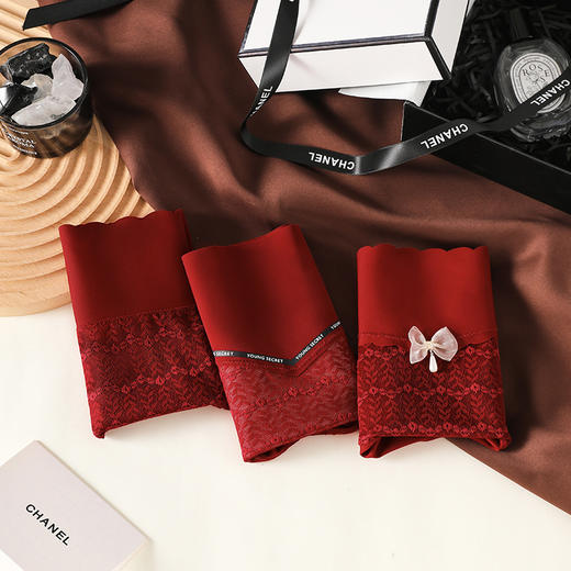 【提花蕾丝❗️提花高腰蕾丝内裤】升级版立体包臀，高腰轻收腹勾勒迷人曲线，很轻很薄不抽丝，软弹蕾丝轻盈无痕，高腰提臀收腹本命年提花蕾丝三角裤女QQ 商品图5