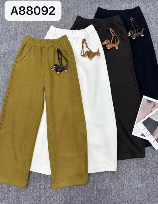 原单重磅福利款巨好看中高腰显瘦加绒休闲阔腿弯刀裤 商品图4