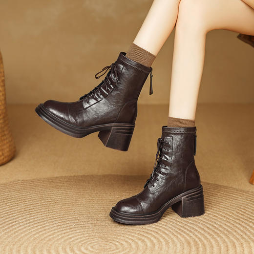 【预售5天】独特一脚蹬巨好看时尚新款圆头粗跟高跟乐福鞋深口单鞋MLD&AM995 商品图1