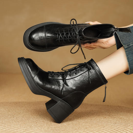 【预售5天】独特一脚蹬巨好看时尚新款圆头粗跟高跟乐福鞋深口单鞋MLD&AM995 商品图2