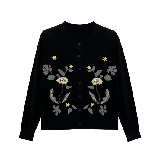 「高货rp」全新升级【铂金会员293/天猫399/差价106】(13652)洛诗琳法式手工钩花羊毛衫2026春季新品提花圆领针织开衫 商品图4