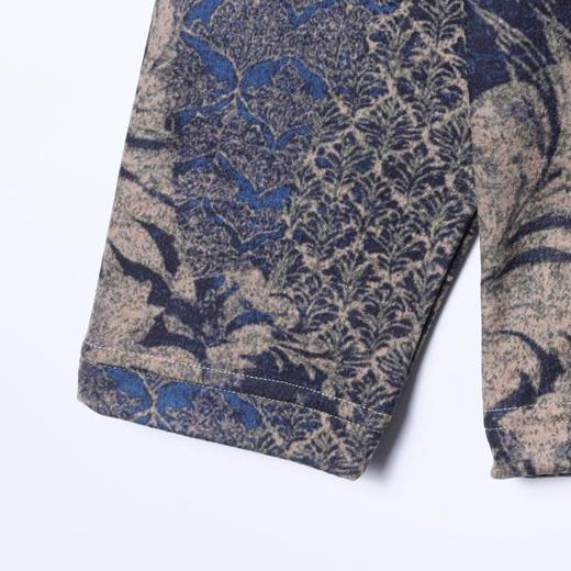 26T04SDSA男士秋冬新款痞帅男装美式复古撞色植物花卉立领长袖T恤百搭 商品图4