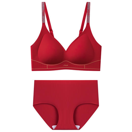 【有红则灵❗️命年红色套装】“撑”心如意，圆润饱满有形状，果冻胶软支撑，奶皮般裸感体验，细腻柔滑的舒适感，聚拢结婚喜庆防下垂收副乳无痕文胸套装QQ 商品图7