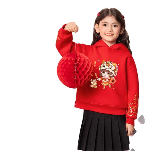 童装卫衣马年喜庆年服红色加绒秋冬款连帽上衣时髦祥云拜年衣服潮 商品图4