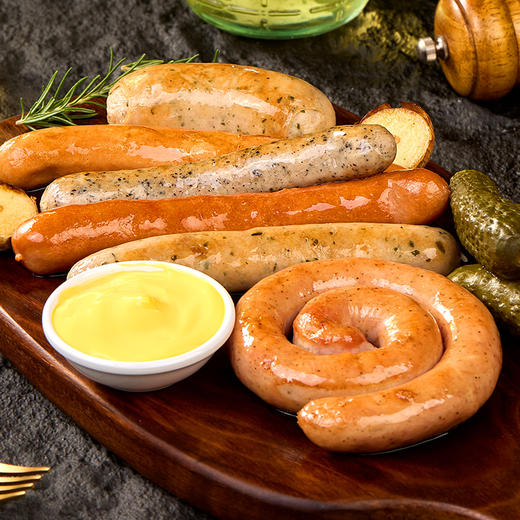 粉丝专属【秒杀❗️69.9抢三袋🔥德式烤肠拼盘450g/袋】 甄选品质原料制作，六种烤肠香肠组合，芝士盘肠 白肠 松露香肠 德布勒森香肠 图林根香肠 法兰克福香肠，年货餐宴送礼佳选L-d 商品图1