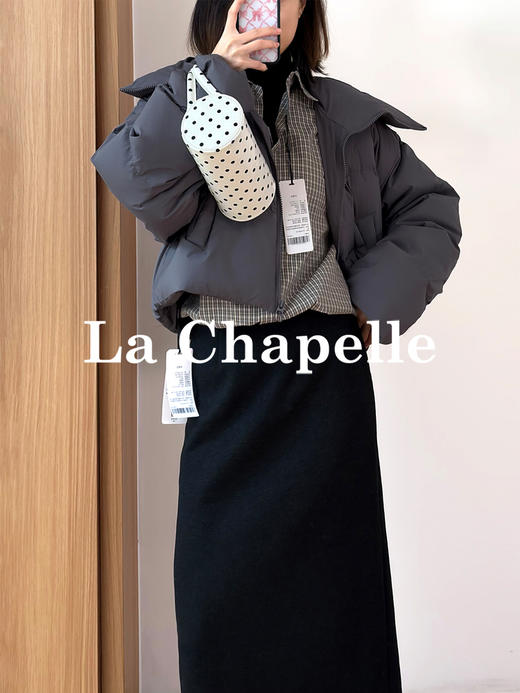 专柜实拍【超轻90鸭绒】拉夏贝尔/La Chapelle通勤简约翻领短款羽绒服女百搭时尚保暖厚外套冬季 商品图4