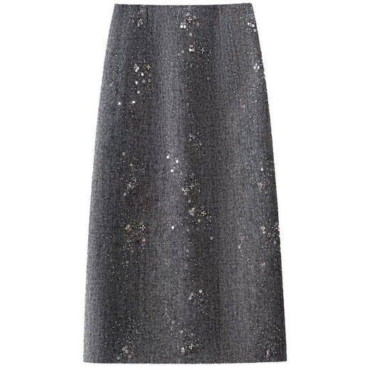 「自」全新升级【铂金会员146/天猫199/差价53】(02404)洛诗琳气质高腰半身裙2025冬季新款中长裙显瘦毛呢A字裙 商品图4