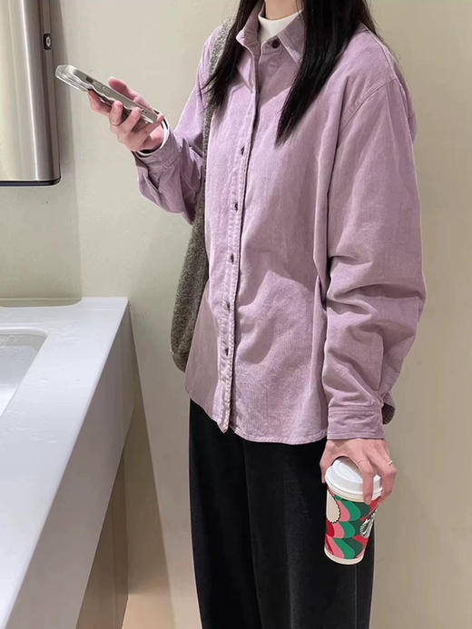 芋泥紫灯芯绒衬衫 商品图3