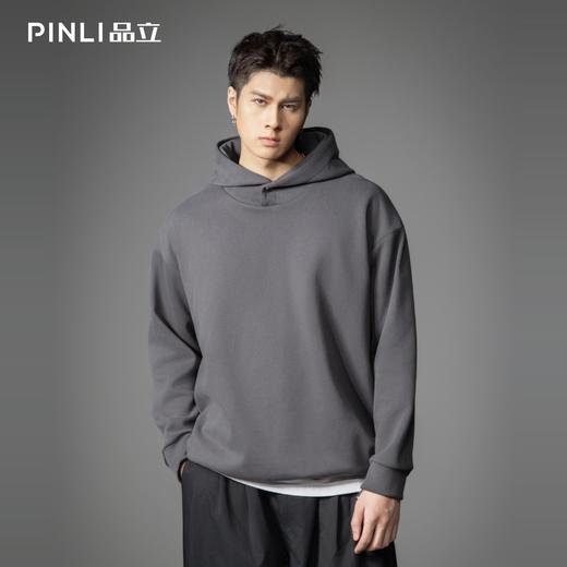 PINLI品立2026春季新款男士潮牌宽松纯色连帽落肩袖套头卫衣上衣B262109005 商品图2