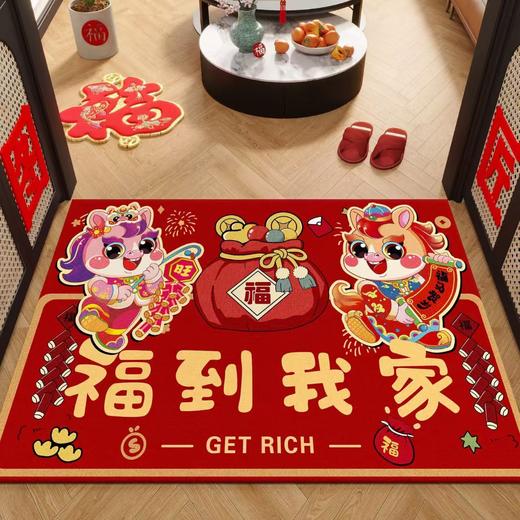 【新年纳福❗️马年限定喜庆地毯】脚踩进门，迎接新年好运，福气满满！红色入户门地垫家用防滑水晶绒门垫耐脏现代简约可洗脚垫 商品图10