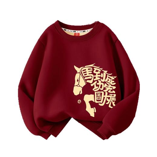 男童加绒卫衣2026新款马年大吉红色过年服儿童羊胎绒保暖上衣 商品图4