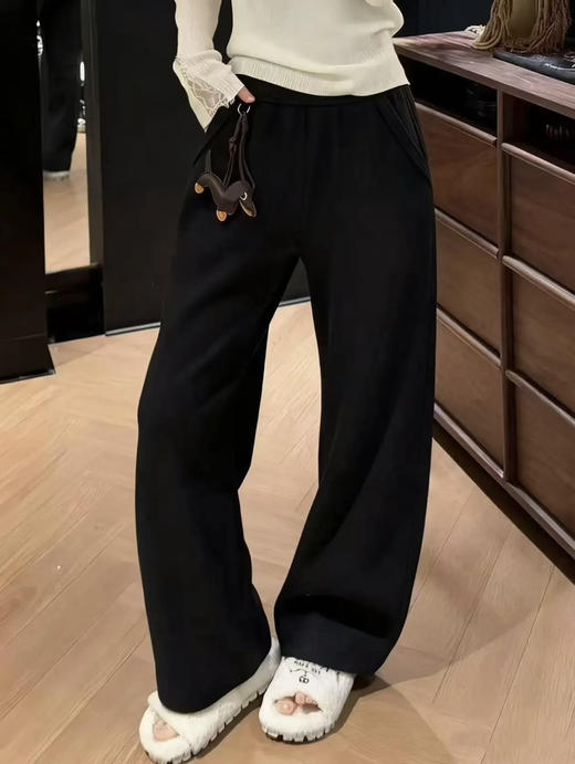 原单重磅福利款巨好看中高腰显瘦加绒休闲阔腿弯刀裤 商品图1