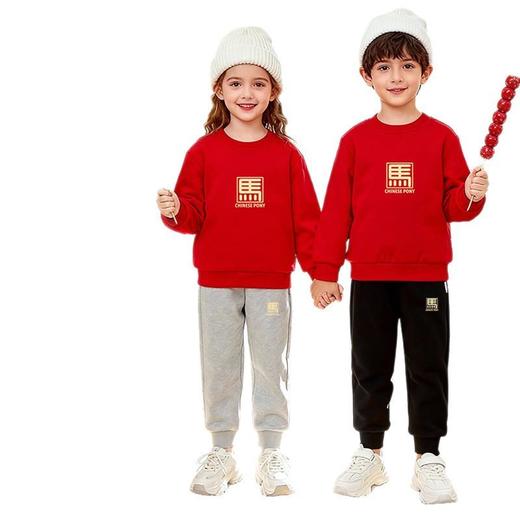 姐弟装儿童加绒卫衣套装2026新款马年男女童过年服喜庆印花潮 商品图4
