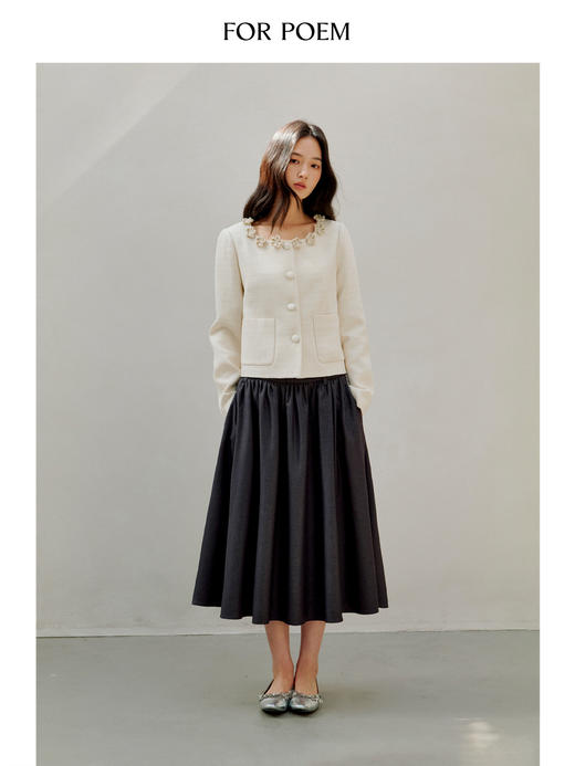 ForPoem 现货 26/SS原创设计小众经典小香风大圆领钩花气质短款外套 商品图3