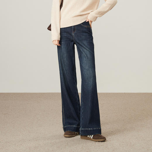 逸阳2025年冬新品加绒加厚微喇裤7463 商品图3