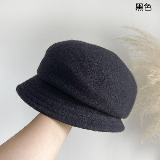 日系羊毛呢短檐贝雷帽，优雅盆帽时尚礼帽冬季保暖画家帽复古潮LJX-XY042 商品图1