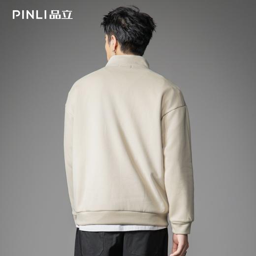 PINLI品立2026春季新款男士潮牌拉链立领落肩袖套头卫衣纯色上衣B262109004 商品图3