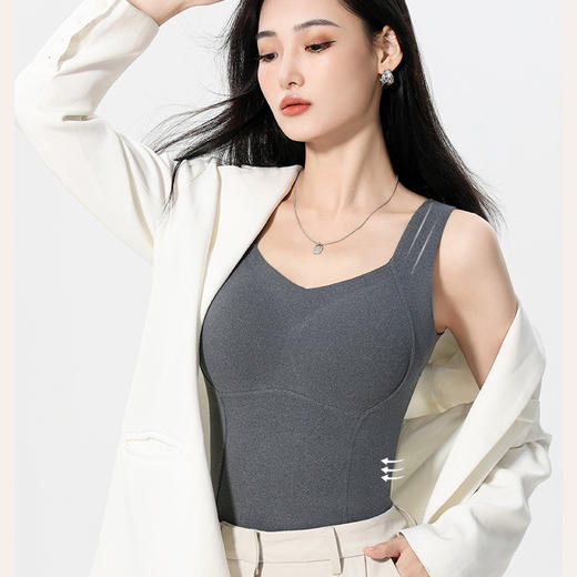 【无痕保暖❗️石墨烯保暖背心】罩杯一体免穿BRA，隐形好穿搭，百搭叠穿公式，无痕打底一体式免穿文胸修身锁温紧身保暖衣QQ 商品图1