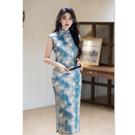 改良新中式长款无袖旗袍，年轻款日常港风旗袍GX-12607 商品图2