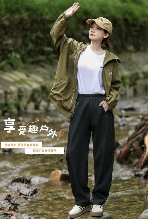 男女同款鸟家同款暗纹暖绒软壳弯刀裤户外防风保暖裤 商品图2