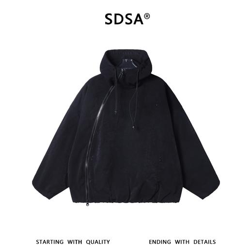 W2770SDSA男士秋冬新款痞帅男装韩版纯色斜拉链设计连帽夹克外套百搭 商品图1