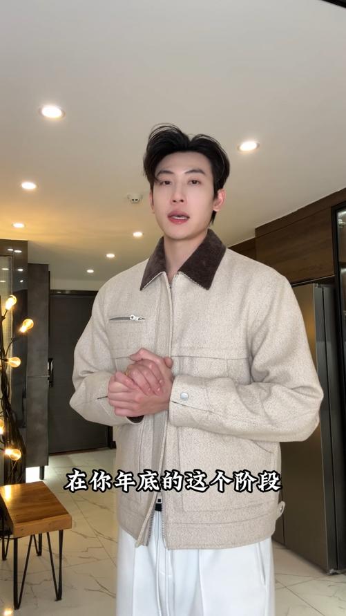 J9252SDSA秋冬新款痞帅男装老钱风拼接翻领布工装夹克设计师百搭外套 商品图0